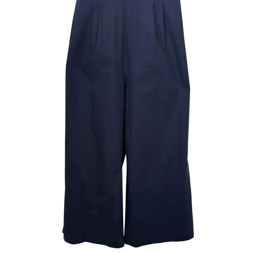 J. Crew Wrap-Tie Jumpsuit in Stretch Poplin Navy Blue H7683 Size 2